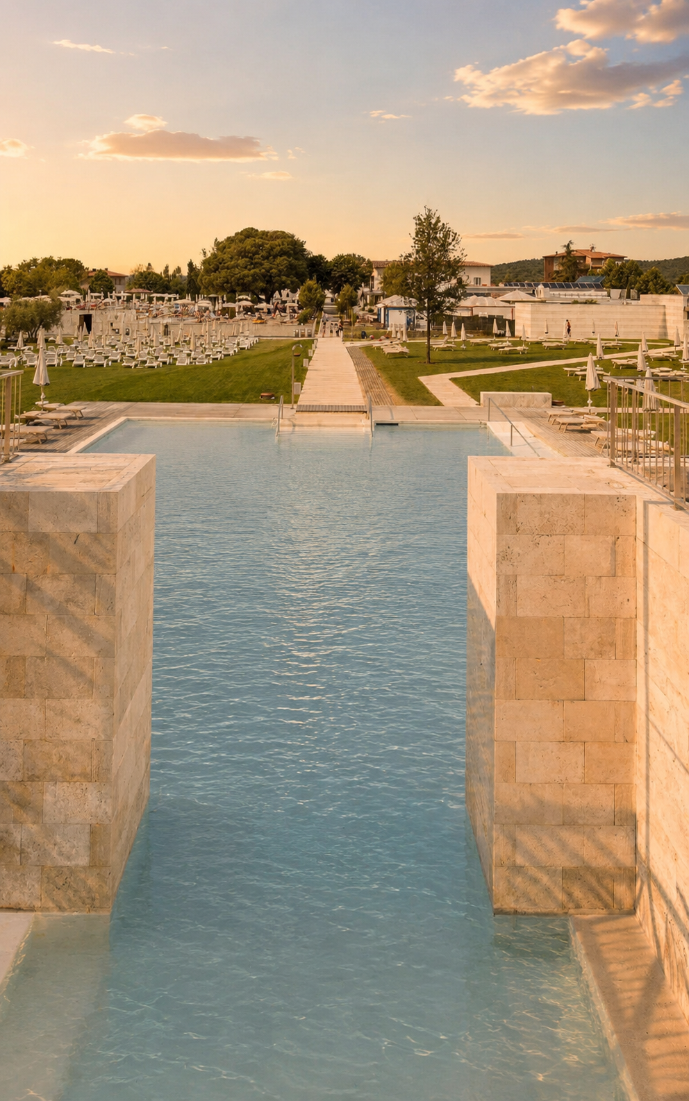 Vista delle piscine delle Terme Antica Querciolaia, a Rapolano Terme, a 2 minuti da Villa Fontis Rapolano